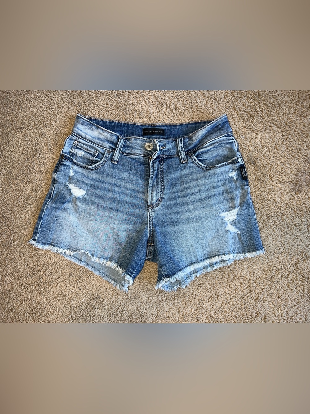 Silver Jeans Blue Distressed Cutoff Denim Shorts